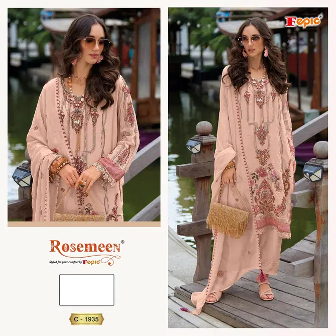 C 1935 Rosemeen By Fepic Organza Embroidery Pakistani Suits Suppliers In India